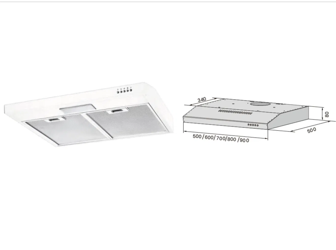 Capô fino em forma de T de 60 cm com controle de botão